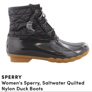 Sperry Saltwater Nylon Quilted Gray Duck Boots 9.5